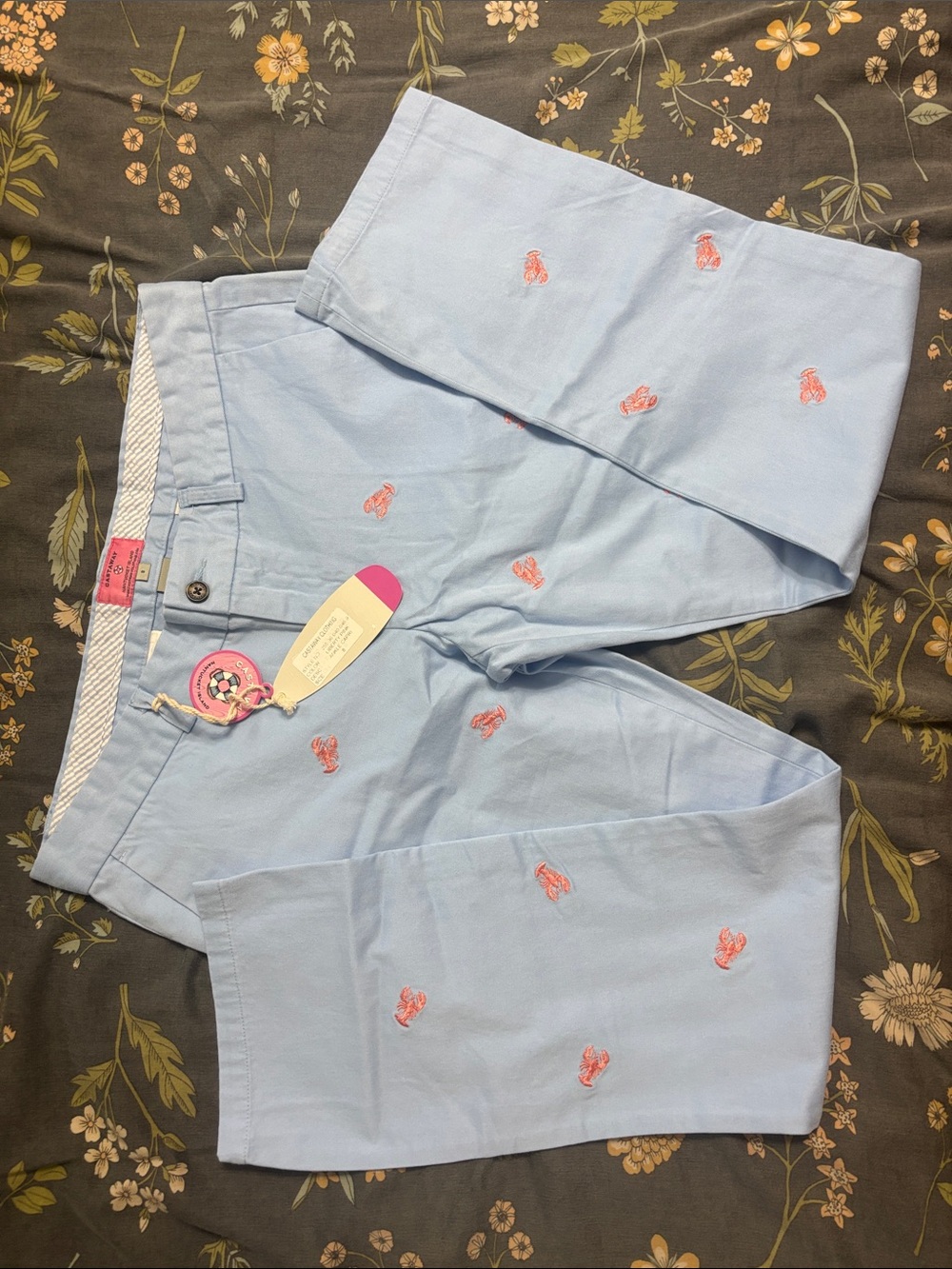 NWT Castaway Clothing Nantucket Island Ankle Capri Lobster Pants Baby Blue Sz 8